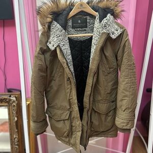 MAISON SCOTCH women’s army green cargo winter parka Large